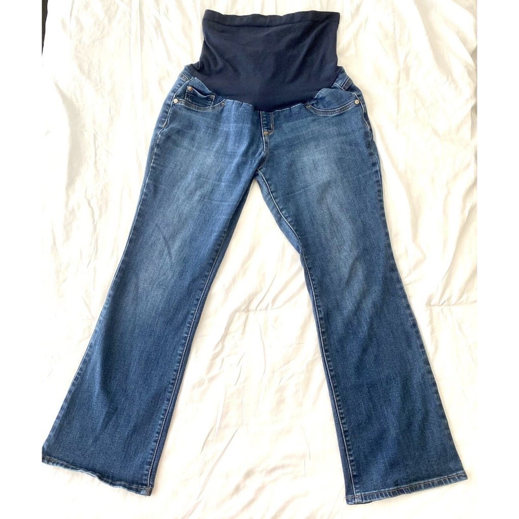 Indigo Blue Maternity Jeans Large 36 In Waist Before Stretch 27 Inseam Read